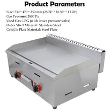 WYDDARY Commercial LPG Gas Grill Griddle with Low Pressure Valve 2800Pa