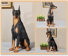 GeRRiT Realistic Doberman Dog Statue, Animal Memorial Figurines, Resin Sculpture Waterproof, Decorated in Outdoor Home Courtyard Grass,Sitting Garden Ornaments,