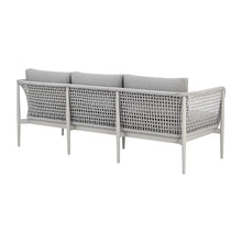 Armen Living Rhodes Outdoor Patio 4 Piece Conversation Set Aluminum Sintered Stone Light Gray