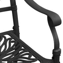 KUPTYERFG 3 Piece Cast Aluminum Bistro Set, Outdoor Patio Dining Set with 35.4 in Round Table and 2 Armchairs, Black Matte Finish Metal Furniture for Garden and Terrace