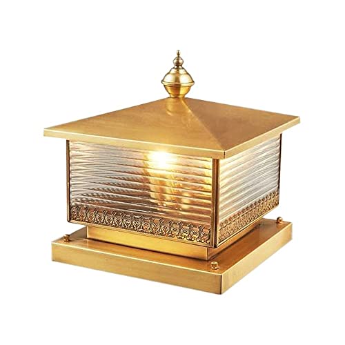 LumosPro Vintage IP65 Waterproof Outdoor Pillar Lamp - Antique Brass Garden Lantern for Pathway, Patio, and Driveway Lighting