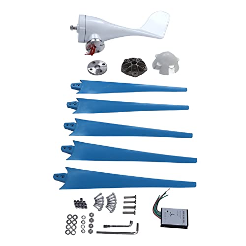 YLHHWVY Windmill Generator Windmill Generator Aluminum Alloy Low Wind Speed Starting Blue Nylon Fiber 5 Blades 300W Solar & Wind Power Parts & (DC24V)(DC24V)