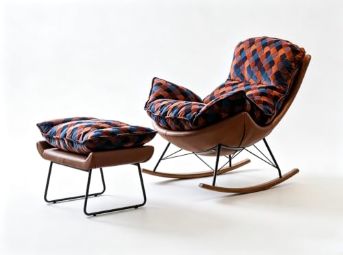 RFBXZPTADNU Rocking Chair with Footrest Upholstered Lounge Armchair