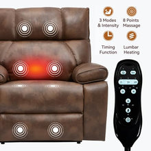 Power Lift Recliner Chair Dual Motor Remote Control Infinite Position Lay Flat Massage Heat Assisted Standing Plush Pillow Arms Side Pockets Cup Holders Relaxation Seat (Brown,Faux Leather)
