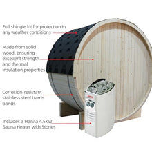 amocane Outdoor Barrel Steam Sauna 2 Person, Canadian Spruce Wooden Saunas Room for Home, Traditional Backyard Spa with 4.5KW Toule Heater, Rocks, Bucket, Waterproof System (70.87”x 47.24”x 70.87”)