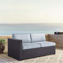 Afuera Living Wicker Patio Loveseat, 62.25" Wide, Resin Rattan & Steel Frame, Mist Blue/Brown, Weatherproof Fabric, Handwoven, UV-Proof Outdoor Sofa with Adjustable Levelers, Cushions for Backyard