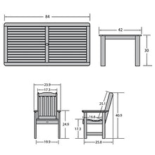 Highwood Lehigh 7pc Rectangular Dining Set 84" x 42" Coastal Teak