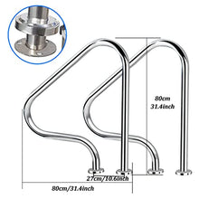 Swimming Pool Safety Hand Rail 80 X 80cm Pool Safety Handrails, 304 Stainless Steel Swimming Pool Handrail Swimming Pool Hand Rail Water Handrail Deck Mounted Braced,