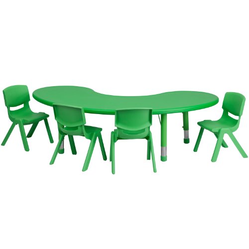 Flash Furniture Half-Moon Activity Table Set Green