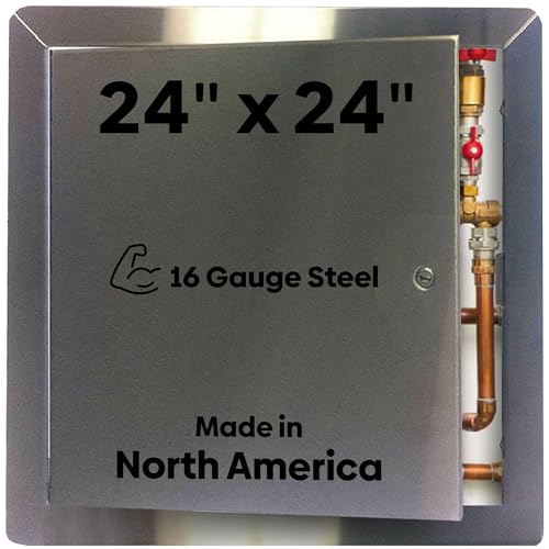 Best 24" x 24" Universal Access Panel with Flange, 16-Gauge 304 Stainless Steel Access Door for Non-Rated Wall/Ceiling, LEED Compliant Panel with Hidden Pin Hinge, Screwdriver Latch, BA-UAP-SS-FBA