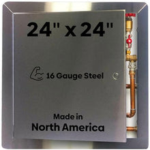 Best 24" x 24" Universal Access Panel with Flange, 16-Gauge 304 Stainless Steel Access Door for Non-Rated Wall/Ceiling, LEED Compliant Panel with Hidden Pin Hinge, Screwdriver Latch, BA-UAP-SS-FBA