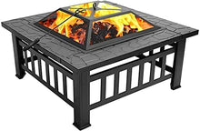 Garden Fire Pit Grill Bowl Grill Barbecue Rack Outdoor Fire Pit Garden Brazier Portable Courtyard Large Fire Bowl Cast Iron Fire Garden Outdoor for Patio Terrace Camping, Black 82x82x44cm (Bl