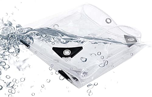 Clear Waterproof Cover Tarp 7x9m, Clear Tarps Heavy Duty with Grommets, Thicken Transparent Waterproof Tarpaulin, Plant Cover Insulation Shed Cloth, for Greenhouse Plant Cover