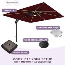 Midtown Umbrellas Supreme - 9 x 9 Ft Cantilever Umbrella with LED Lights