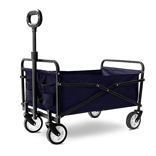 Trolleys, Outdoor Folding Wagon G-Arden Trolley with, Heavy Duty Folding Wagon Cart, for Outdoor Camping and Beach,Ng and Sturdy, Load-Bea100Kg / 220Lbs/Black