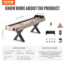 VEVOR 9ft LED Shuffleboard Table & Bowling Combo Black + Brown