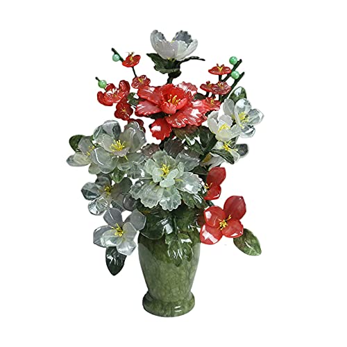 YXIANG56Q Fake Plants Artificial Bonsai Jade Vase Decoration Bonsai Faux Peony Flower Potted Plant for Living Room TV Cabinet Bonsai Desktop Display Bonsai Tree