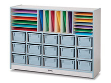 Jonti-Craft Rainbow Accents Sectional Cubbie-Tray Mobile Unit with Trays Coastal Blue