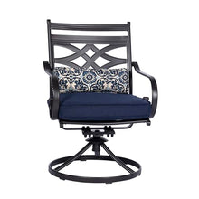 Hanover Montclair 3-Piece Patio Conversation Set with 2 Swivel Rocker Chairs and Table Navy