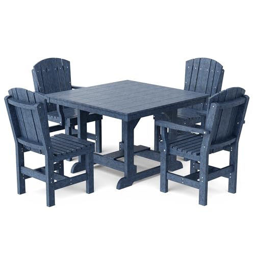 Wildridge® Heritage 44”x44” Dining Table Set, Patriot Blue - Outdoor All-Weather Poly Dining Furniture for Patio, Porch, Deck