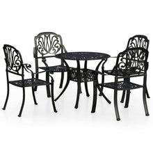 KDVXBCQJH 5 Piece Cast Aluminum Outdoor Bistro Set with 4 Chairs Black