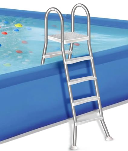 errzom Double Sided Above Ground Pool Ladder, Pool Step Ladder for Above Ground Pools, Deck Ladder with Slip-Resistant Steps, Supports 500 LBS - for 52'' Above Ground Pools, Pool Stairs