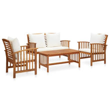 RJPLMFV 4 Piece Patio Lounge Set with Cushions Solid Acacia Wood