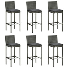 HKTMGDNG 7-Piece Patio Bar Set with Acacia Wood Table & Grey Rattan Stools