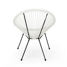 Christopher Knight Home Outdoor Hammock Weave Chair with Steel Frame (Set of 4) - White and Black Finish