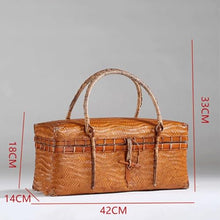 FENOKD Picnic Basket Retro Bamboo Woven Handheld Basket Food Storage Box Extra Large Capacity Picnic Basket for Picnics and Road Trips Outdoor Camping ，A-Large