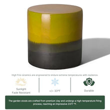 Emissary 18in. H Semiglossy Glaze Mustard Yellow Round Stoneware Garden Stool