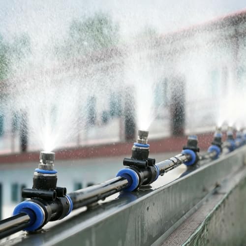 Oracra Outdoor Drip Irrigation Fence Kit, Quick Connect Cooling Misters for Lawn Livestock, 5/30/50/100/125 m Watering Sprinklers for Flower Beds