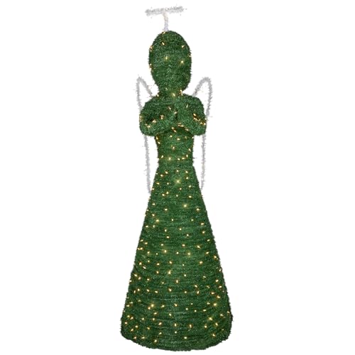 Northlight Lighted Commercial Topiary Angel Outdoor Christmas Decoration 6.5' Green