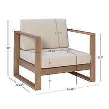 Linon Silas Natural Eucalyptus Outdoor Chair with Beige Cushions