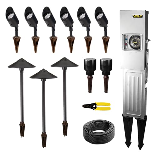 VOLT 12V 6 Spotlight 3 Path Light LED Outdoor Lighting Starter Kit (Black)