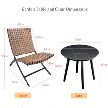 Labasuan 3 Piece Leather Texture Wicker Patio Chairs, All Weather Resistant Folding Adirondack Chairs with Side Coffee Table, Outdoor Leisure Seating for Garden, Balcony & Yard(A)