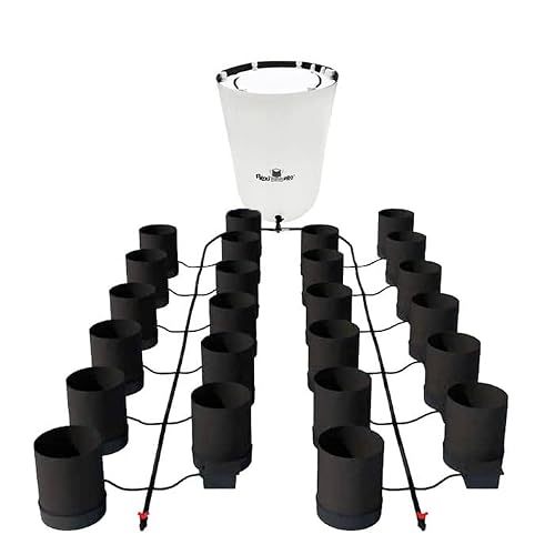 AutoPot 24 Pot GeoPot System with 3 Gallon Fabric Pots - Self-Watering, Gravity-Fed Hydroponic System (24Pot with 105 gal PRO Flexi Tank) Indoor, Black