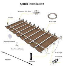 Asiwnshw Grey Pergola Shade Cover Retractable Sun Shade Canopy w/Light Strip, Wave Shade Sail Patio Awning for Pergola Deck Yard Gazebo Outdoor(5'x39.4')