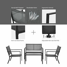 DUYHBAWRS 4 PCS Patio Furniture Set Sofa Coffee Table Steel Frame Garden Coffee Table Loveseat Chair