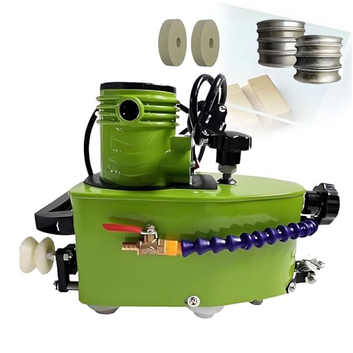 Glass Art Corner Grinding Edging Machine，Portable Small Glass Edger, 8000r/min ，Stainless Steel，W/2Diamond Wheels and Two Polishing Wheels 220-Green