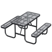 Vraxelor 4FT Heavy Duty Picnic Table with 2 Benches,Outdoor Dining Set with Umbrella Hole,Outdoor Patio Dining Table with Thermoplastic-Coated Expanded Metal for Backyard, Garden,Patio