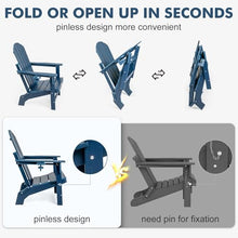 HGTRH Folding Adirondack Chair, All Weather Stable Gun-Leg Design Fire Pit Chairs with Cupholder for Outside Navy Blue 4pcs