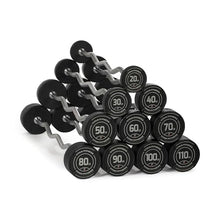 Titan Fitness Rubber EZ Curl Fixed Barbells 20 LB-110 LB for Strength Training & Weightlifting