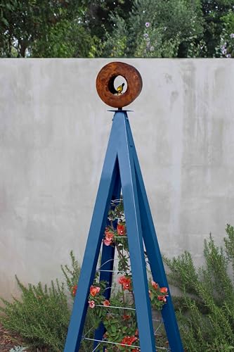Modern Bird Feeder with Obelisk Trellis Large (Azul/Blue) - Terra Trellis