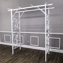 FixtureDisplays® White Metal Arbor Arch Wedding Garden Trellis Climbing Planting Patio Decor 80" Wide X 39" Deep X 86" High, Inside Door Width 59" 10017-white