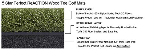 DURA-PRO Perfect Reaction Golf Mat 5x5 Feet Premium Turf Indoor/Outdoor - Golf Stance Mat with Accessories