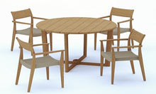 WholesaleTeakFurniture Grade-A Teak Wood 4 Seater 5 Pc Dining Set: 60" SEMA Round Table and 4 SEMA Arm Chairs #21Se3404