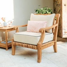 Cambridge Casual Costa Teak Outdoor Lounge Chair, Teak Wood Patio Club Chair with Taupe Cushion & Black Piping, Deep Seating Patio Lounge Chair for Balcony, Patio, Sunroom