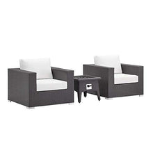 Modway EEI-3727-EXP-WHI-SET Convene 3 Piece Set Outdoor Patio with Fire Pit, Espresso White