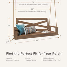 Porchgate Amish Heavy Duty 700 Lb Boardwalk Porch Swing W/Ropes (5 Foot, Warm Walnut Stain)